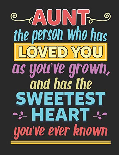 Aunt The Person Who Has Loved You As You've Grown And Has The Sweetest Heart You've Ever Known: A Cool Composition Notebook For Nieces And Nephews Who Love Their Aunts Parents & Children