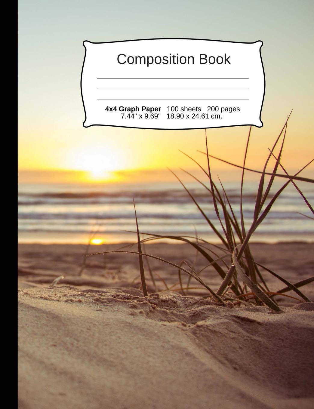 Beach Composition Notebook, Graph Paper: 4x4 Quad Rule Composition Book, Student Exercise Science Math Grid, 200 pages, 7.44" x 9.69" (Beach Series) Essays & Short Stories
