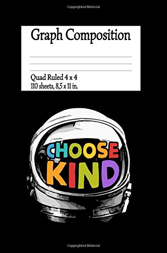 Graph Composition Notebook, Choose Kind: Quad Ruled 4x4, 110 Sheets, 8,5 x 11 in., Anti Bullying Helmet Teacher, Student Gift (Volume 1) Study Guides