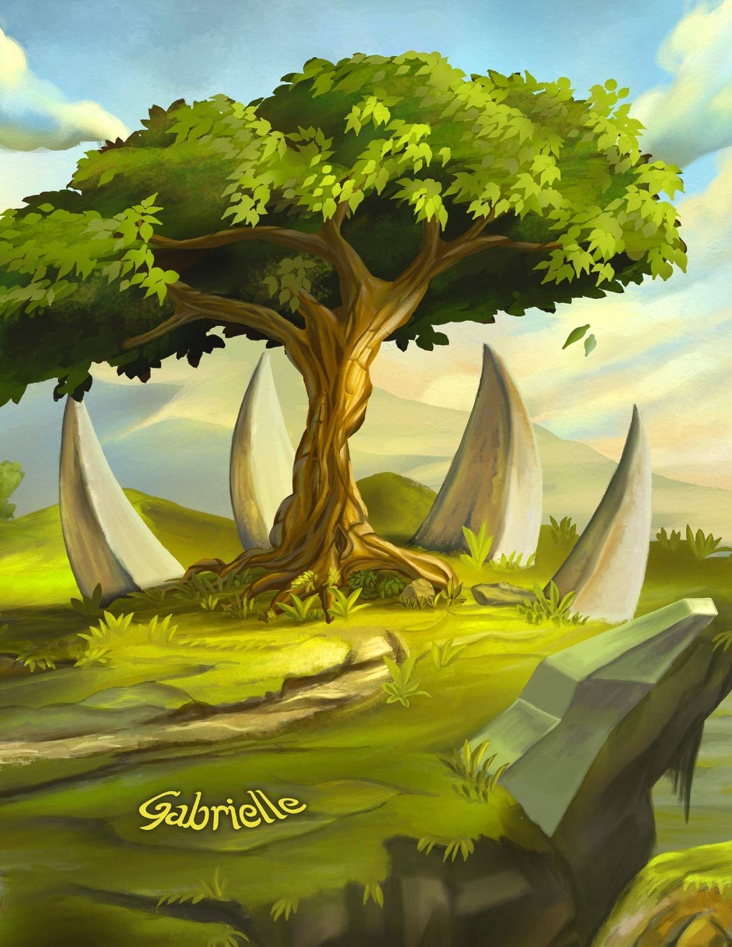 Gabrielle: Fantasy Landscape Themed Personalized Book with Name, Cute Notebook, Journal or Diary To Write In, 105 Lined Pages, Birthday or Christmas ... Best Friend, Co-Worker, Size 8 1/2" x 11" Tiptoi & Games