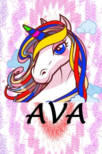 Ava: Unicorn Notebook Journal Planner Diary College WIDE Ruled 100 pages 6x9 Education & Training