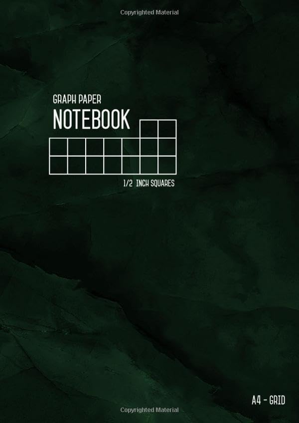 Graph Paper Notebook A4 1/2 Inch Squares: Marble Green Black, Smart Design, Large Grids, Numbered Pages, Composition Book Quad Ruled for Math / Handwriting Workbook for Kids (Graph Journals) Lifestyle