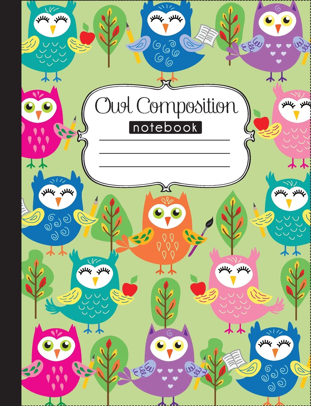 Owl Composition Notebook: 120 page, writing notebook for school, wide ruled, art by Anna Nadler (Anna's Notebooks, Band 1) Learning & Reference