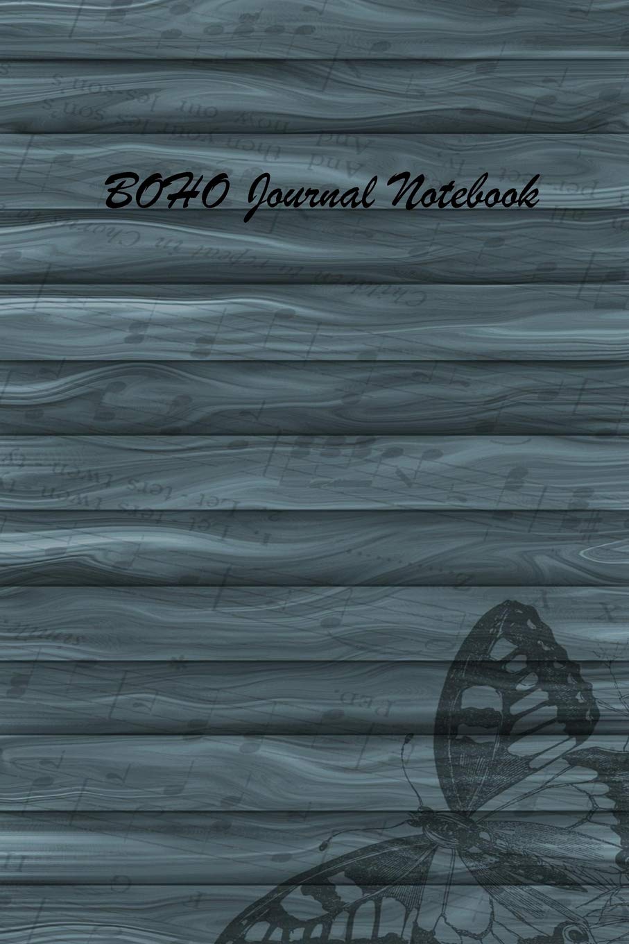 Boho Journal Notebook: 126 Page Notebook Lined Softcover Note Journal, College Rule Composition Notebook (6” x 9 “) Blue Wood Butterfly book