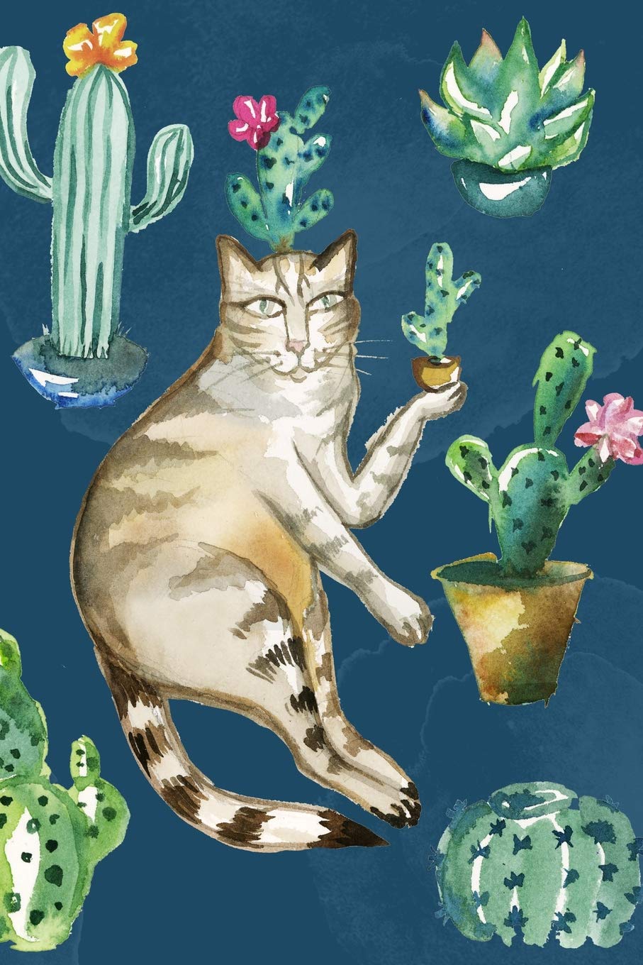 Cat Cactus - Catus Journal: 130 page 6"X9" writing book; watercolor illustrations of tabby cat and cacti on the cover (Anna's Journals, Band 1) Mathematics