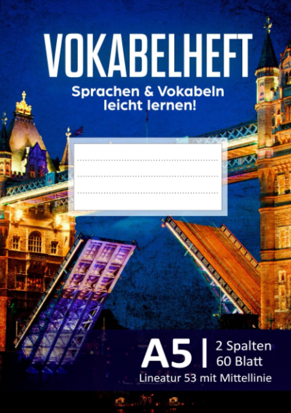 Vokabelheft: DIN A5 2 Spalten 60 Seiten liniert - Lineatur 53 mit Mittellinie - Angenehmes Softcover Heft - Englisch, Sprachen & Vokabeln leicht lernen - Für Schulanfang, Schule, Gymnasium, Studium book