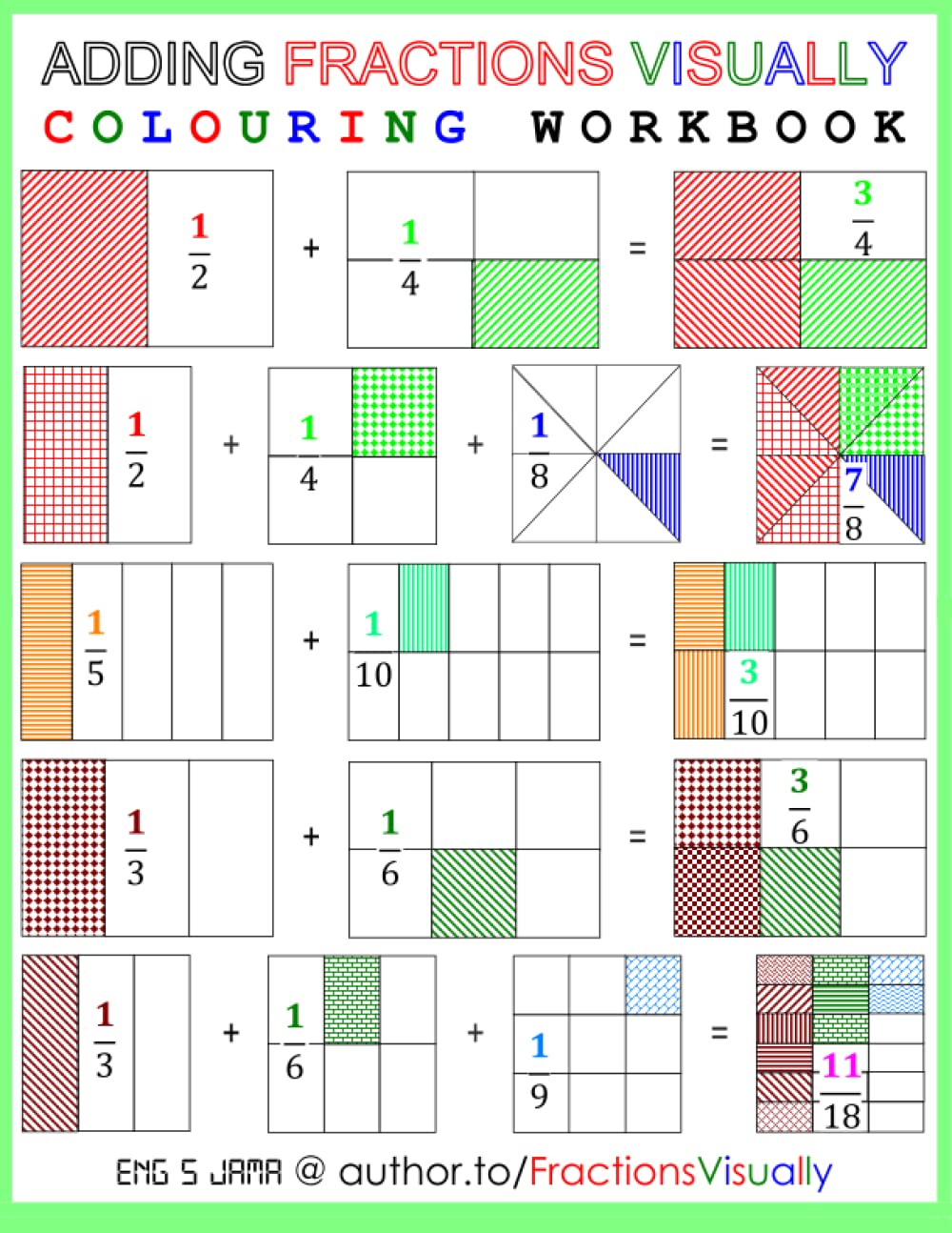Adding Fractions Visually: Colouring Workbook book