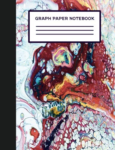 Graph Paper Notebook: Red Marble 7.44" x 9.69" Composition Notebook Style Journal 5x5 Grid For Graphing and Mathematics Learning & Reference