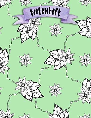 Notenheft: A4 108 Seiten Lineatur 14 12 NotenlinienHund - Blumen - Nahtloses Muster - Blumenauslegung (Notenheft Tiere und Muster, Band 1) Sheet Music