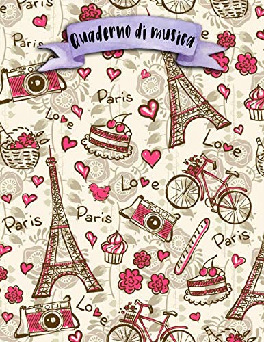 Quaderno di musica: A4 -108 pagine - 12 pentagrammi per pagina - Moda Arts & Music