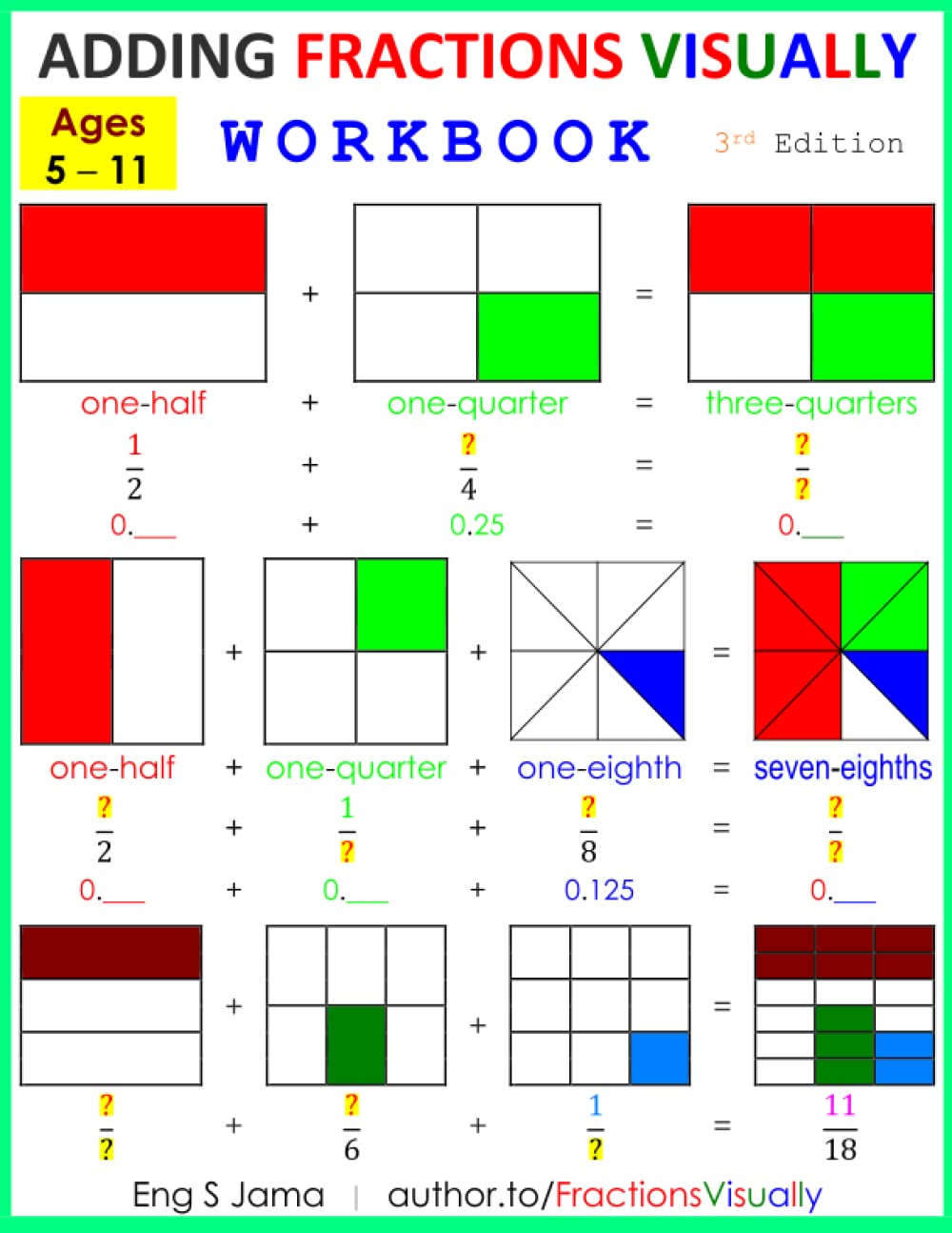 Adding Fractions Visually Workbook Third Edition Study Guides