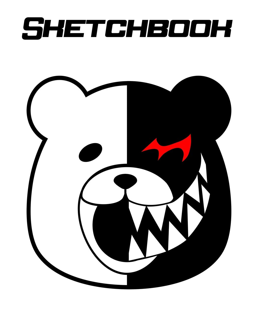 Sketchbook: Soft Cover Monokuma Hopes Peak Bordered 8.5" x 11" 150 Sheets 300 Page Bordered Sketchbook Arts & Music