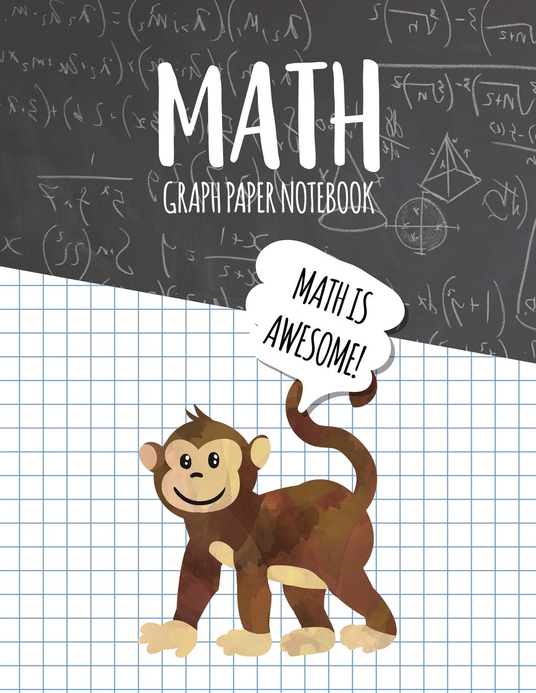 Product Image: Math Graph Paper Notebook: Blank Graph Note Book Pages - Monkey Black Chalkboard (4x4 Graph Composition Notebook for Kids, Band 241)