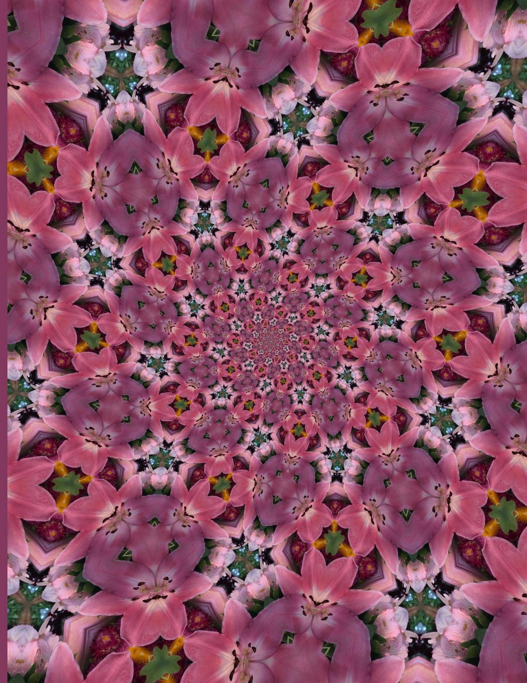Fractal Photo Art Notebook: Pink Lily 4: A fractal image notebook made from a photo of a fresh cut pink lily flower, and filled with college ruled paper. Mathematics
