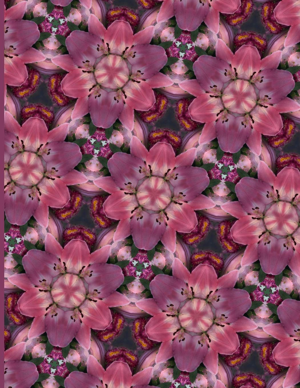 Fractal Photo Art Notebook: Pink Lily 9: A fractal image notebook made from a photo of a fresh cut pink lily flower, and filled with college ruled paper. Garden & Plants
