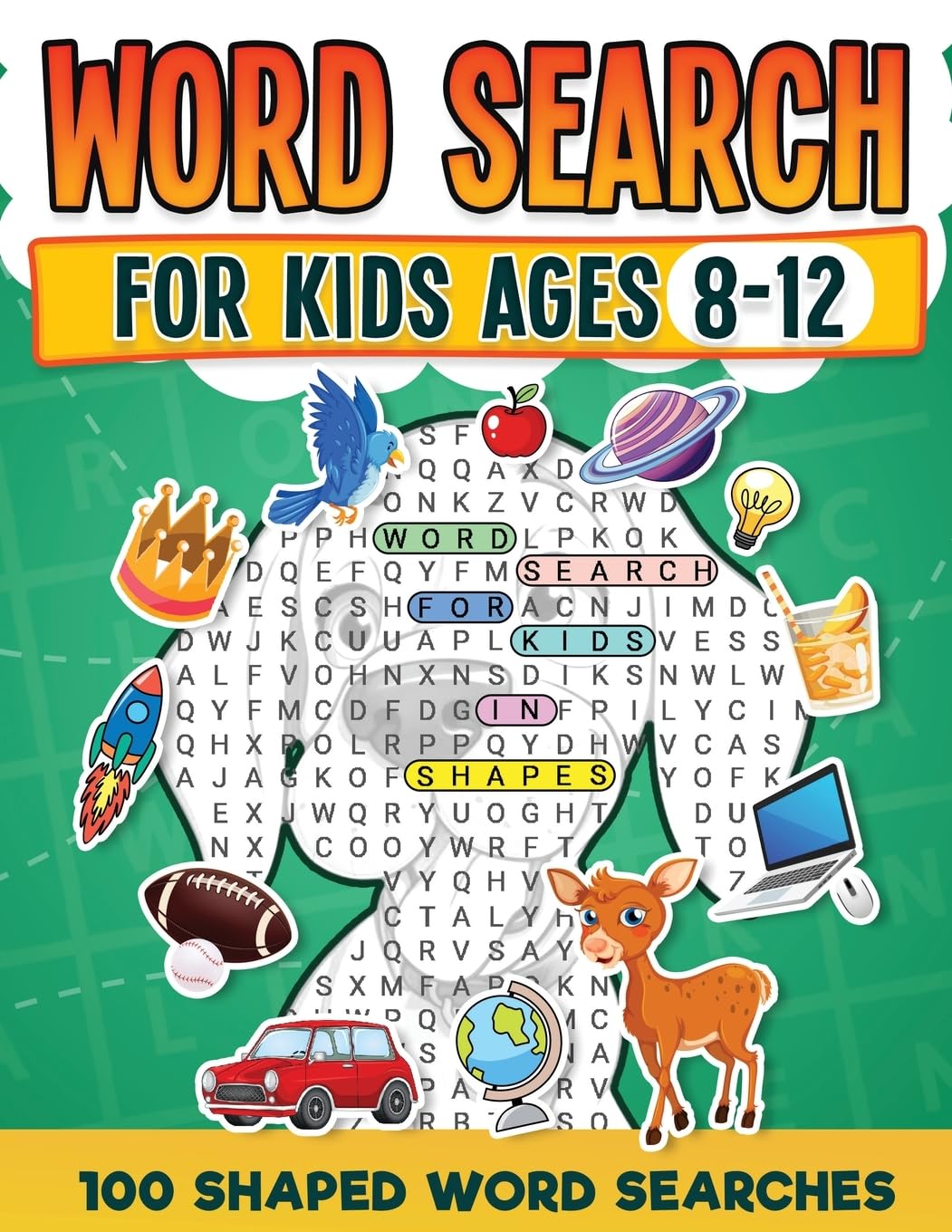 Word Search For Kids Ages 8-12 | 100 Fun Shaped Word Search Puzzles | Childrens Activity Book | Advanced Level Puzzles | Search and Find to Improve Vocabulary and Spelling Skills| Large Print Tiptoi & Games