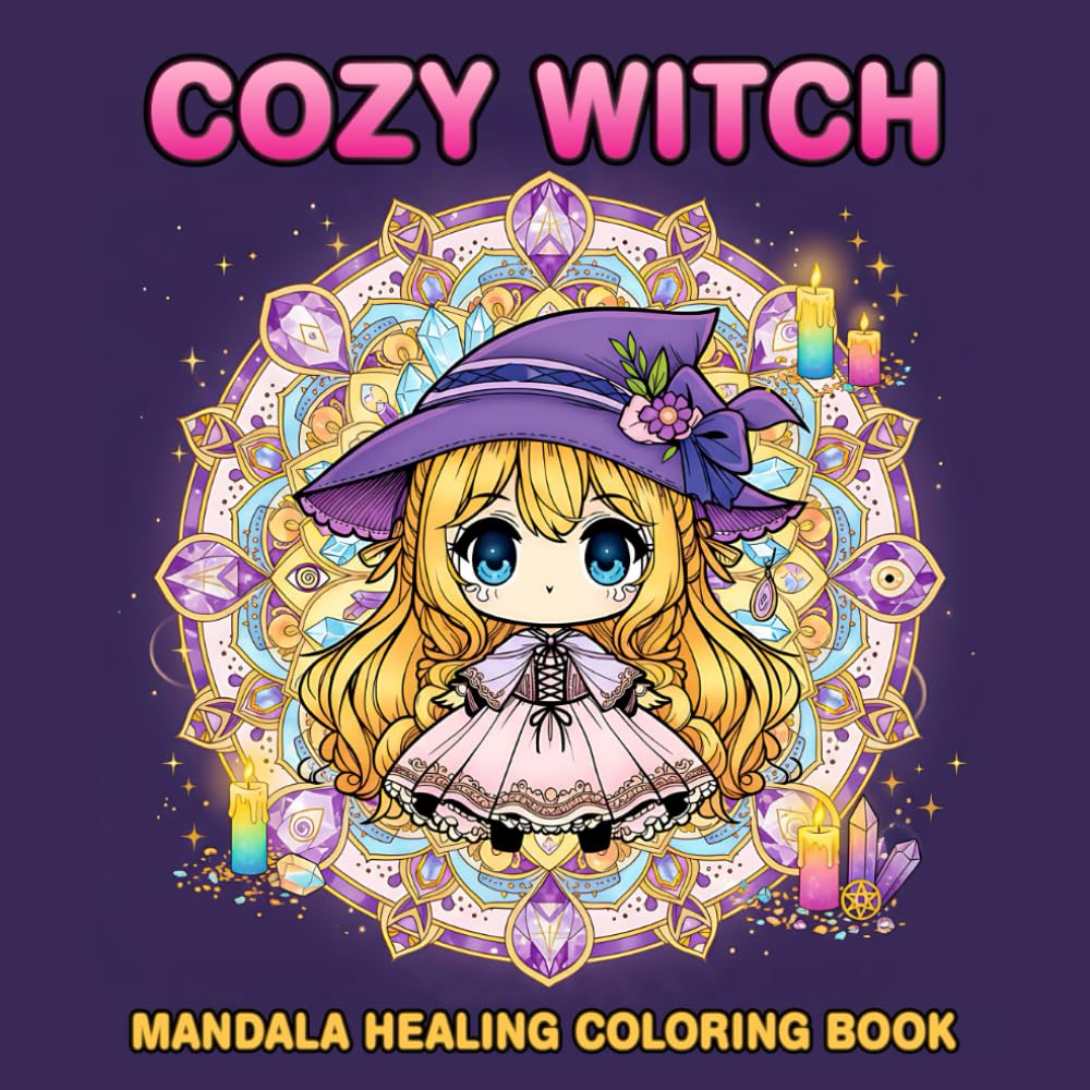 Cozy Witch Mandala Healing Coloring Book: Relaxation and Stress-Free Coloring for Adults -: 30 plus, Easy Bold Designs for Calm Mindfulness and Creative Expression book