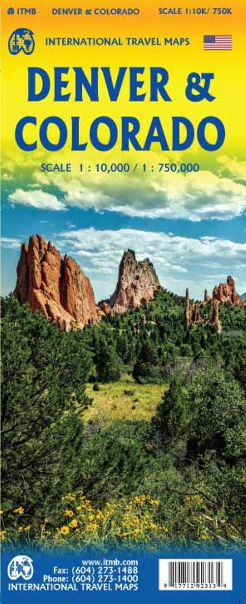 Touristische Karte Denver & Colorado: doppelseitig Stpl.Denver 10T. TK Colorado 750T. Leisure, Home & Garden