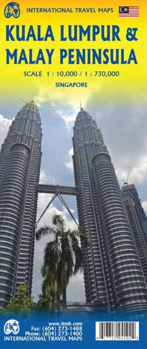 International Travel Map ITM Stadtplan Kuala Lumpur: doppelseitig Stpl.Kuala Lumpur 10T. Malay Peninsula 730T., Map of Singapore Leisure, Home & Garden