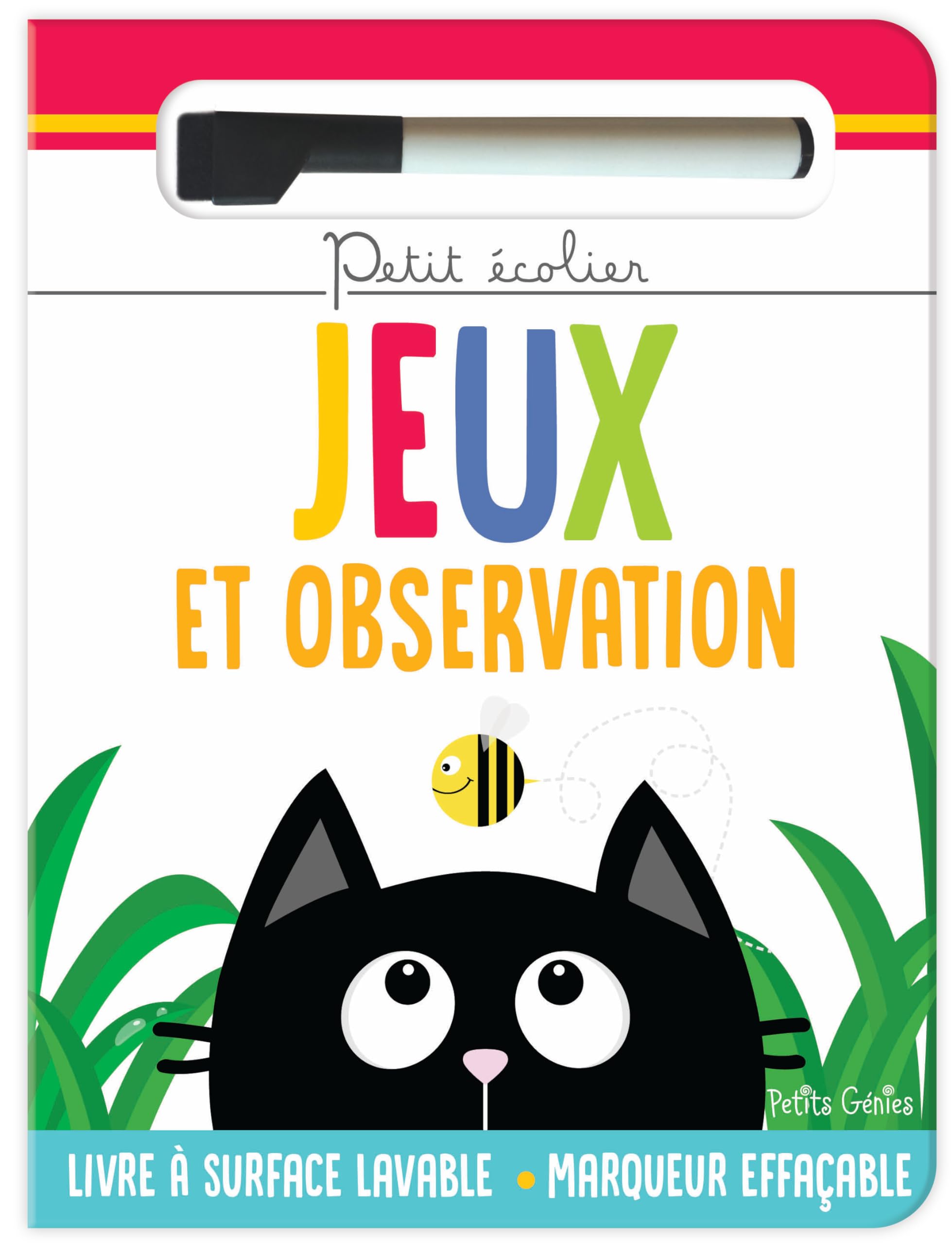 Jeux et observation: Livre à surface lavable avec un marqueur effaçable Non-fiction