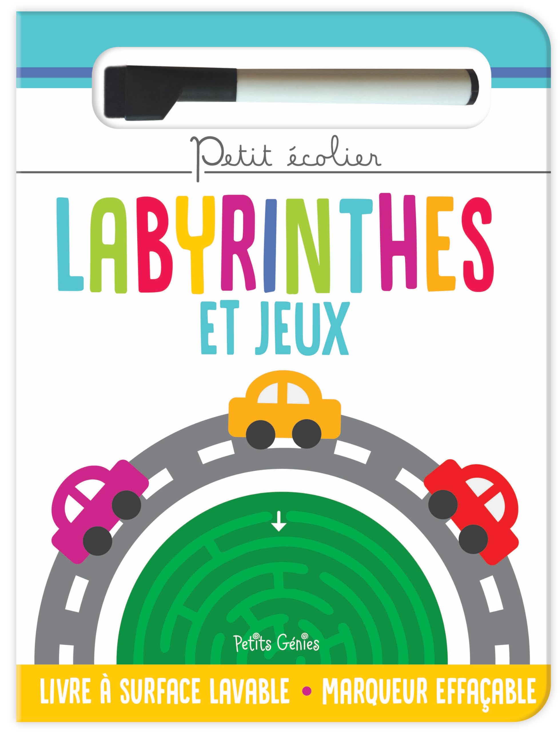 Labyrinthes et jeux: Livre à surface lavable avec un marqueur effaçable Non-fiction