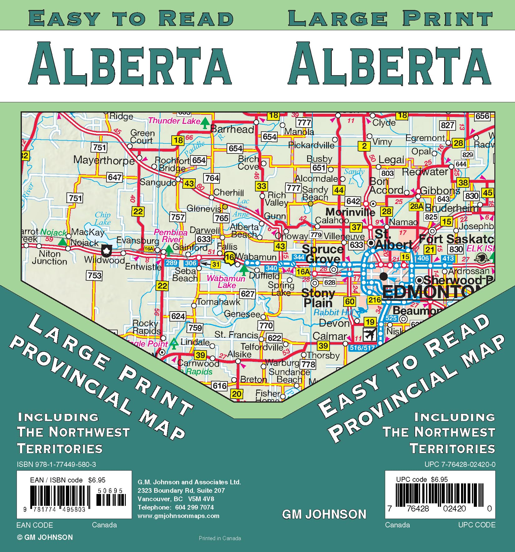 Alberta Large Print / North West Territories, Canada Province Map Reference Books