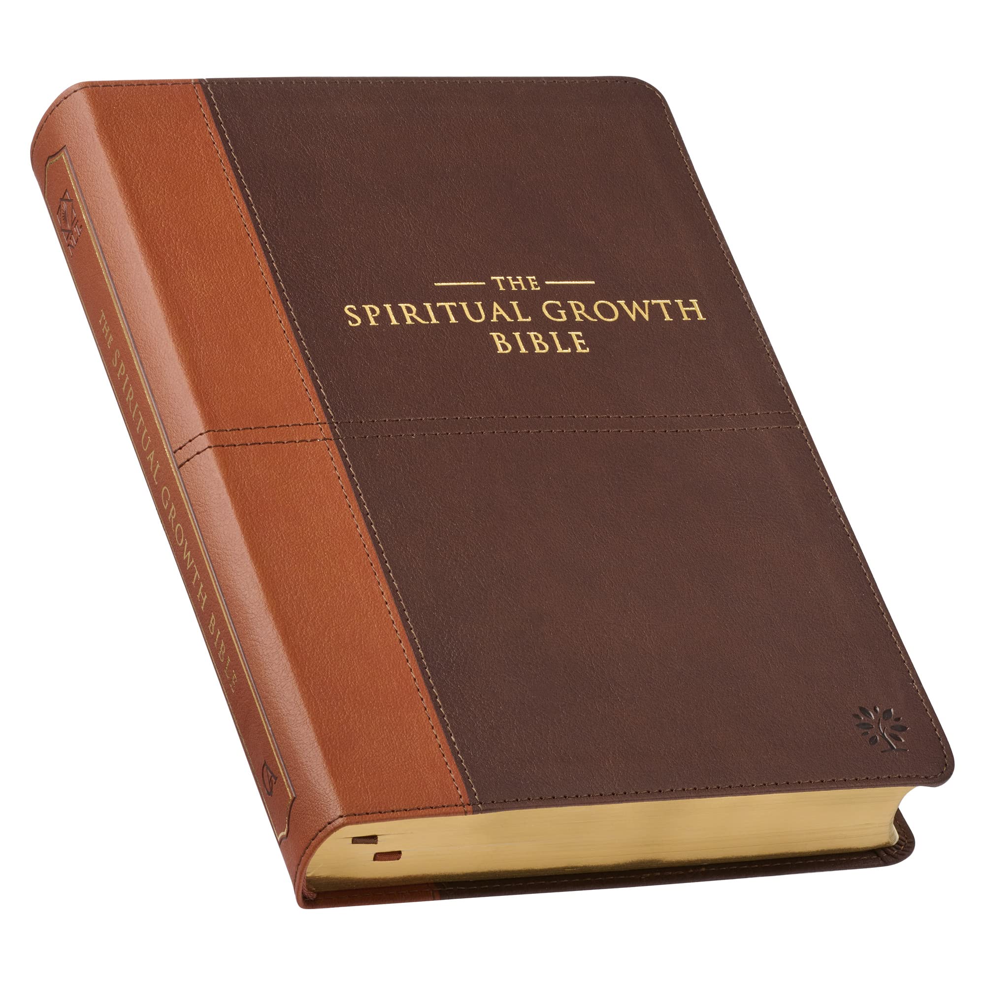 The Spiritual Growth Bible, Study Bible, NLT - New Living Translation Holy Bible, Faux Leather, Chocolate Brown/Ginger Religion & Esotericism