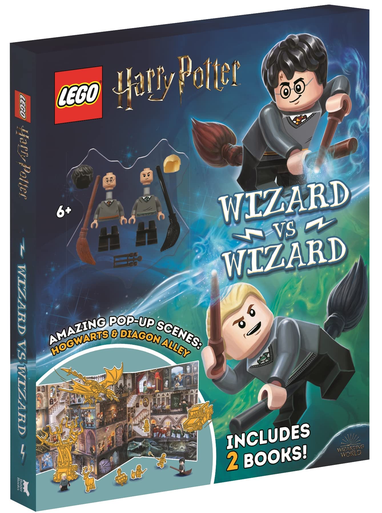 LEGO® Harry Potter™: Wizard vs Wizard (Includes Harry Potter™ and Draco Malfoy™ LEGO® minifigures, pop-up play scenes and 2 books) book