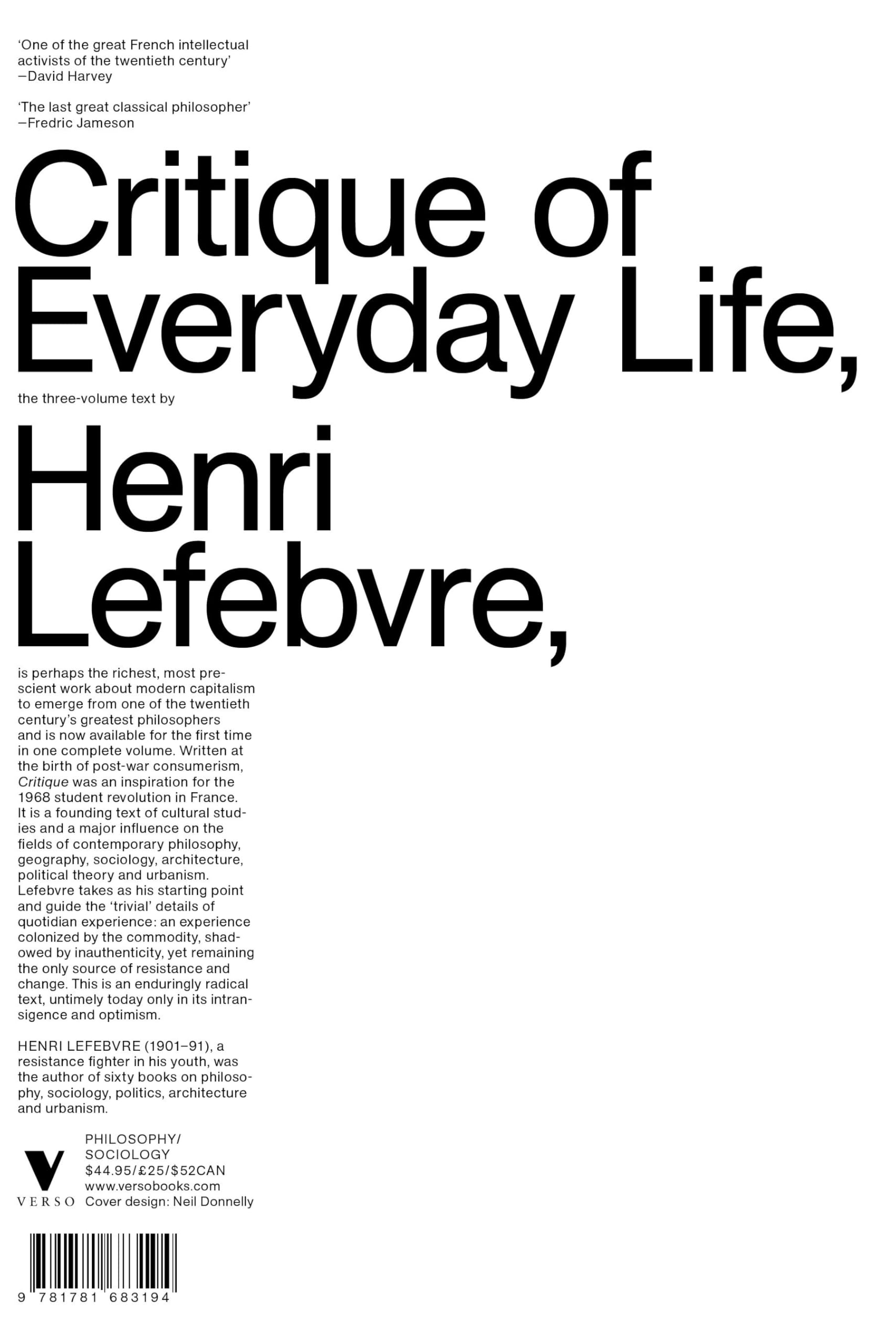 Critique of Everyday Life: The One-Volume Edition: The Three-Volume Text Philosophy