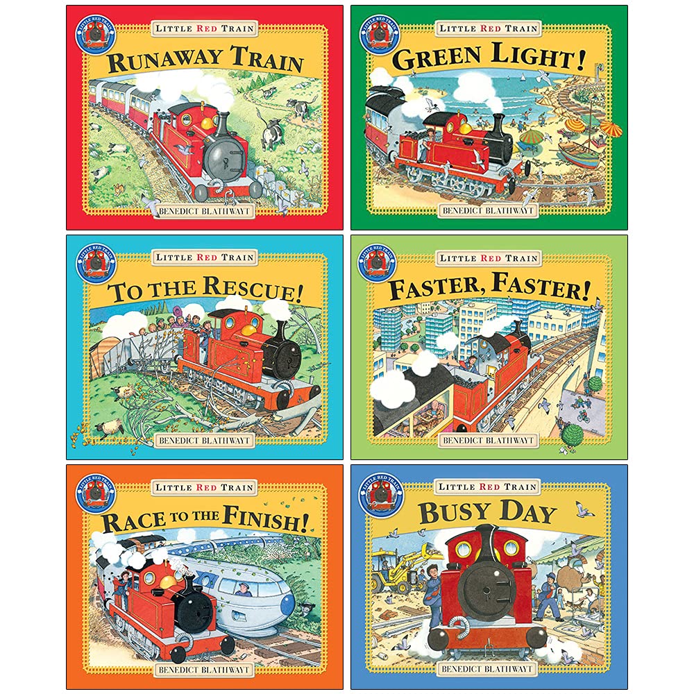Little Red Train 6 Books Collection Set (Runaway Train, To The Rescue, Faster Faster, Green Light, Race To The Finish, Busy Day) (Children Books, Age 1 to 4, Early Reader) Children's books