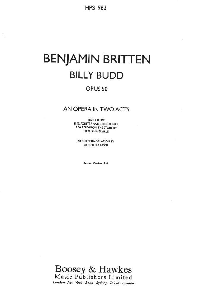 Billy Budd: Oper in zwei Akten. HPS 962. op. 50. Soli, Chor und Orchester. Studienpartitur. (Hawkes Pocket Scores, HPS 962) Arts & Music