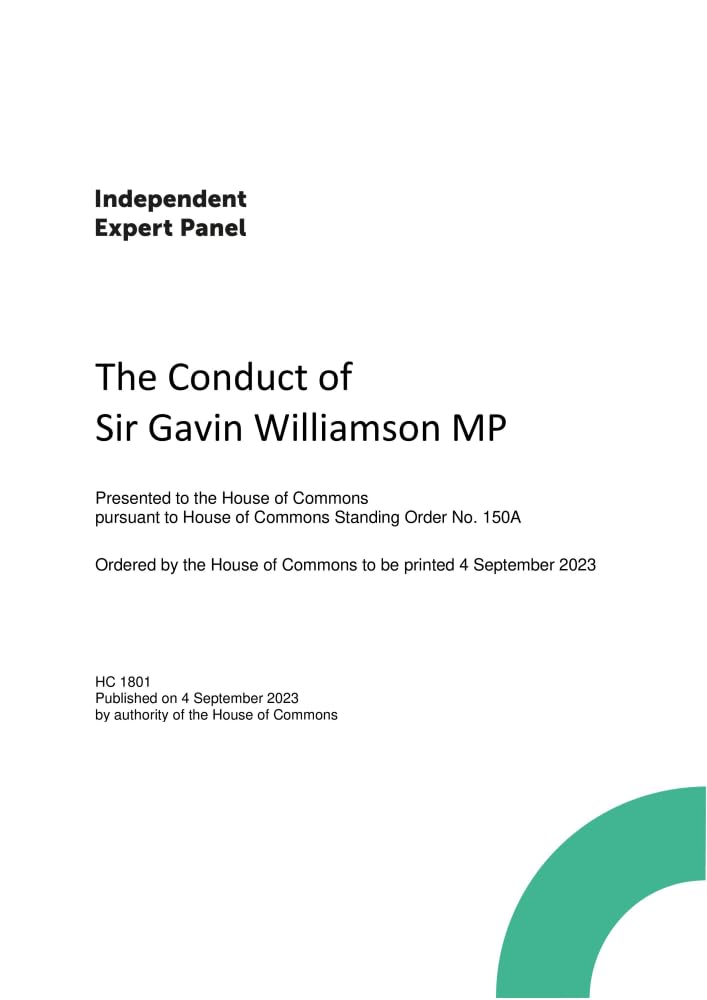 The Conduct of Sir Gavin Williamson MP (House of Commons Paper) HC 1801 Books