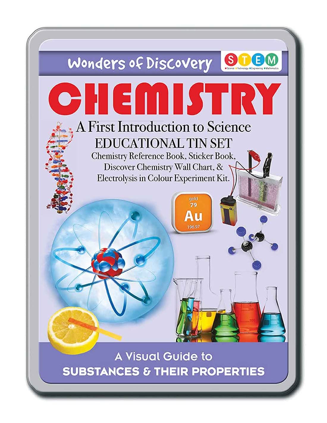 Chemie - Wunder des Lernens Blechset: Chemie-Nachschlagewerk, Stickerbuch, Entdecke Chemie Wandtabelle, Elektrolyse im Farbexperimentier-Kit Books