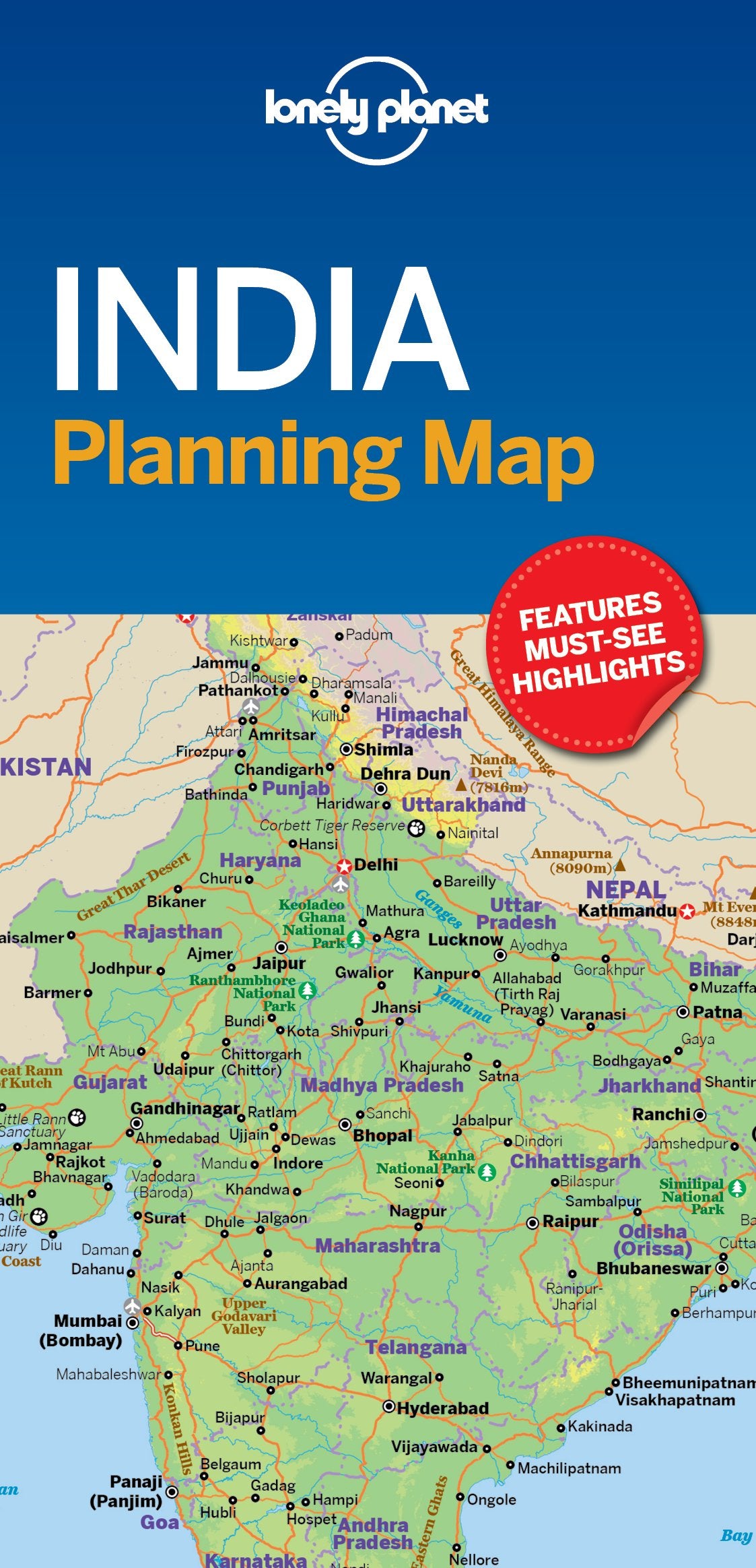 Lonely Planet India Planning Map: Travel-Tips, Must-See-Highlights, Transport Planner Leisure, Home & Garden