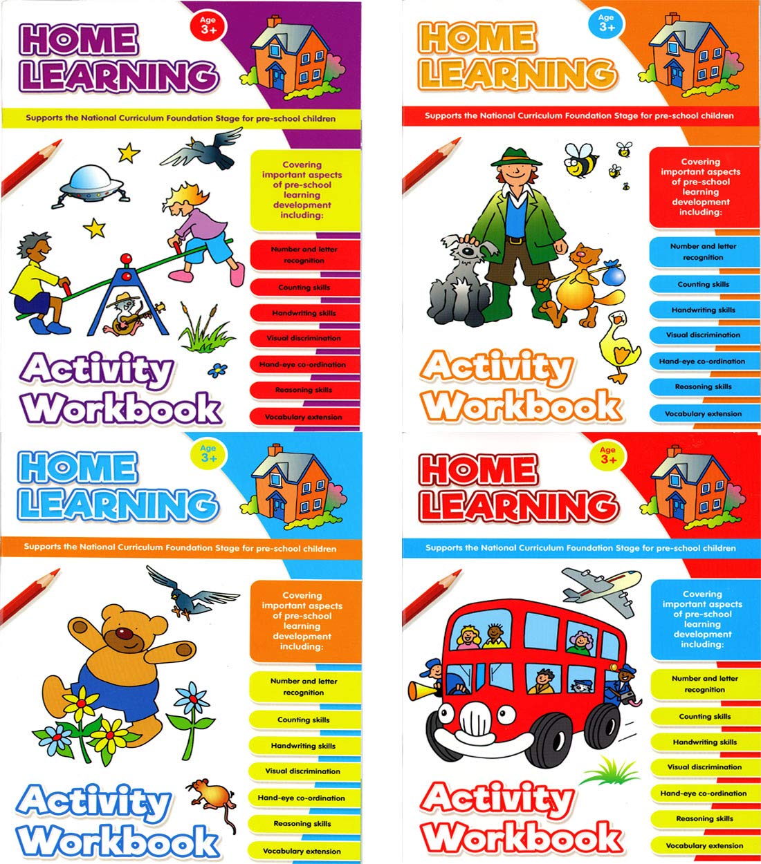 Alligator 4 Stück Home Learning National Curriculum Activity Arbeitsbücher Mathematik Literacy Handschrift Kinder Vorschulbücher book