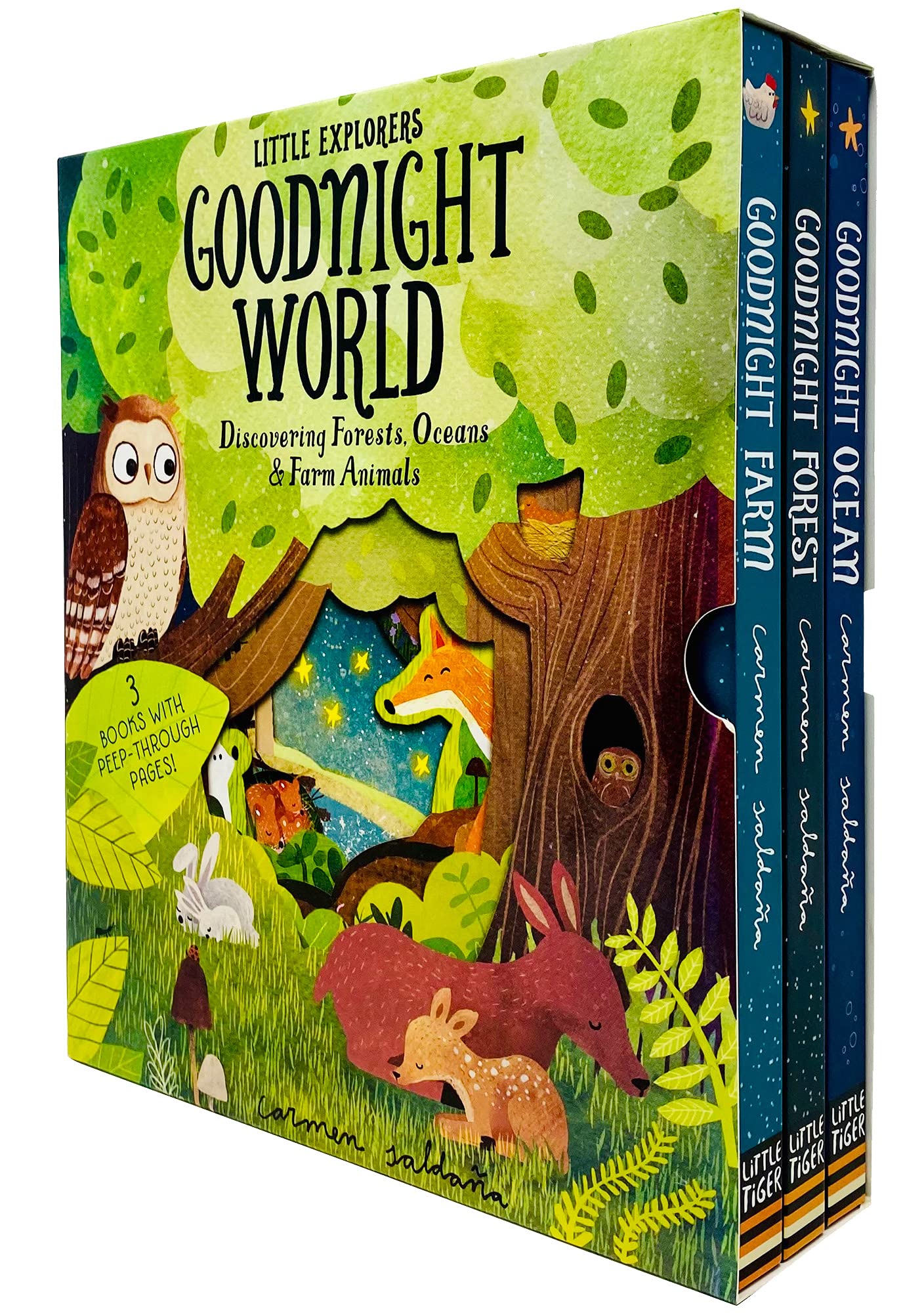Peep Inside Goodnight World Little Explorers Serie 3-Bücher-Sammelbox-Set von Little Tiger (Goodnight Farm, Goodnight Forest und Goodnight Ocean). Non-fiction