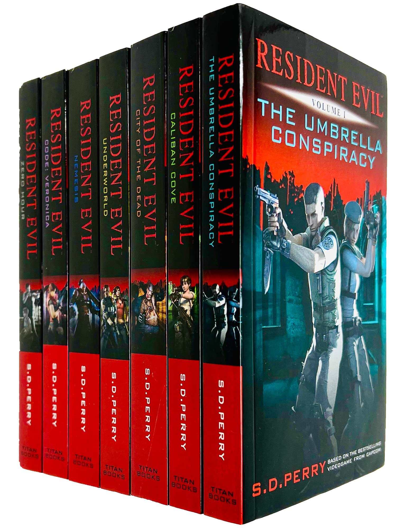 Resident Evil Series Books 1 - 7 Collection Set by S. D. Perry (Umbrella Conspiracy, Caliban Cove, City of the Dead, Underworld, Nemesis, Code: Veronica & Zero Hour) Books
