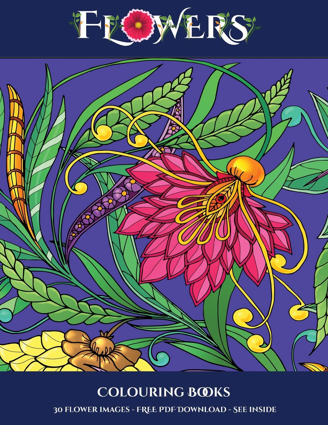 Colouring Books (Flowers): Advanced coloring (colouring) books for adults with 30 coloring pages: Flowers (Adult colouring (coloring) books) Film, Art & Culture