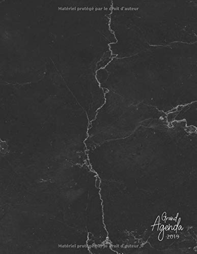 Grand Agenda 2019: Agenda de Janvier à Décembre 2019, Semainier grand format 21x28cm, Semainier simple & graphique, idéal prise de rendez-vous, marbre noir Business, Finance & Career