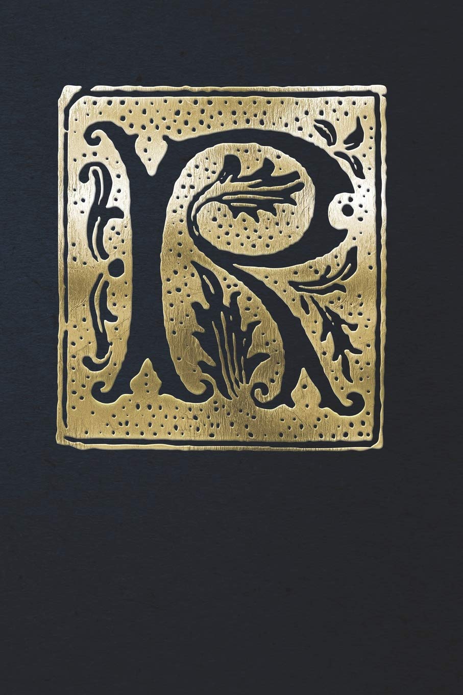 Notebook: Art Nouveau Initial R - Gold on Black - Lined Diary / Journal Books