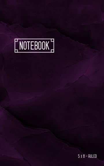 Ruled Notebook 5x8: Small Journal Notebook with Date and Numbered Pages | Marble Purple Black Design Film, Art & Culture