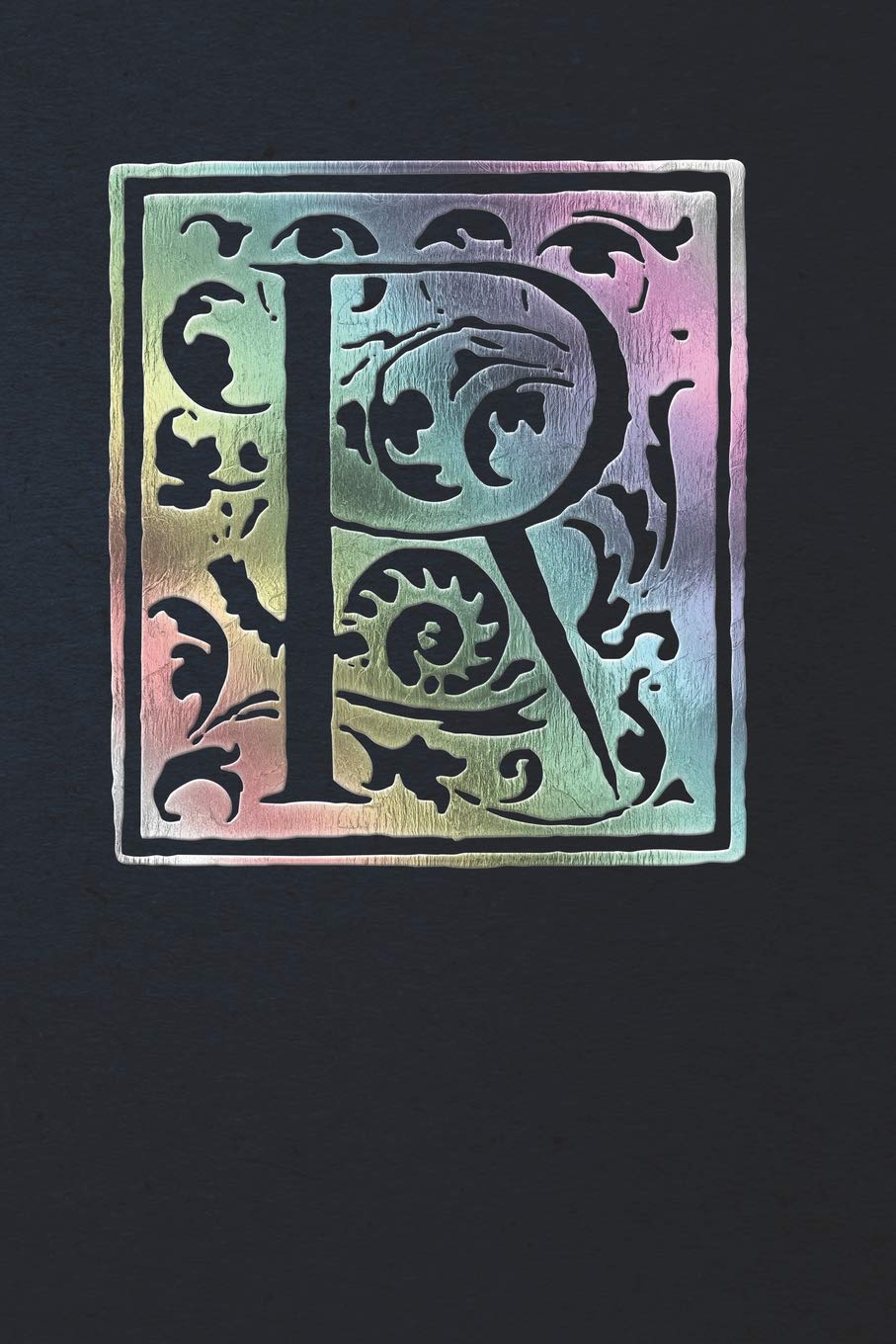 Notebook: Art Nouveau Initial R - Multi Color on Black - Lined Diary / Journal Books
