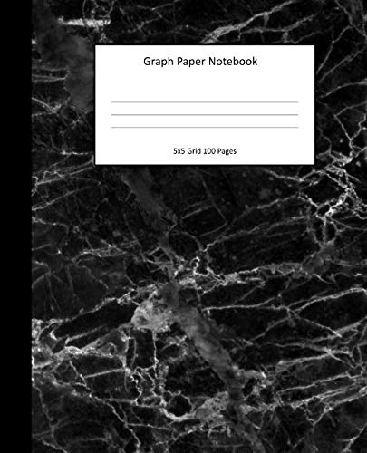 Product Image: Graph Paper Notebook 5x5 Grid 100 Pages: Black Marble