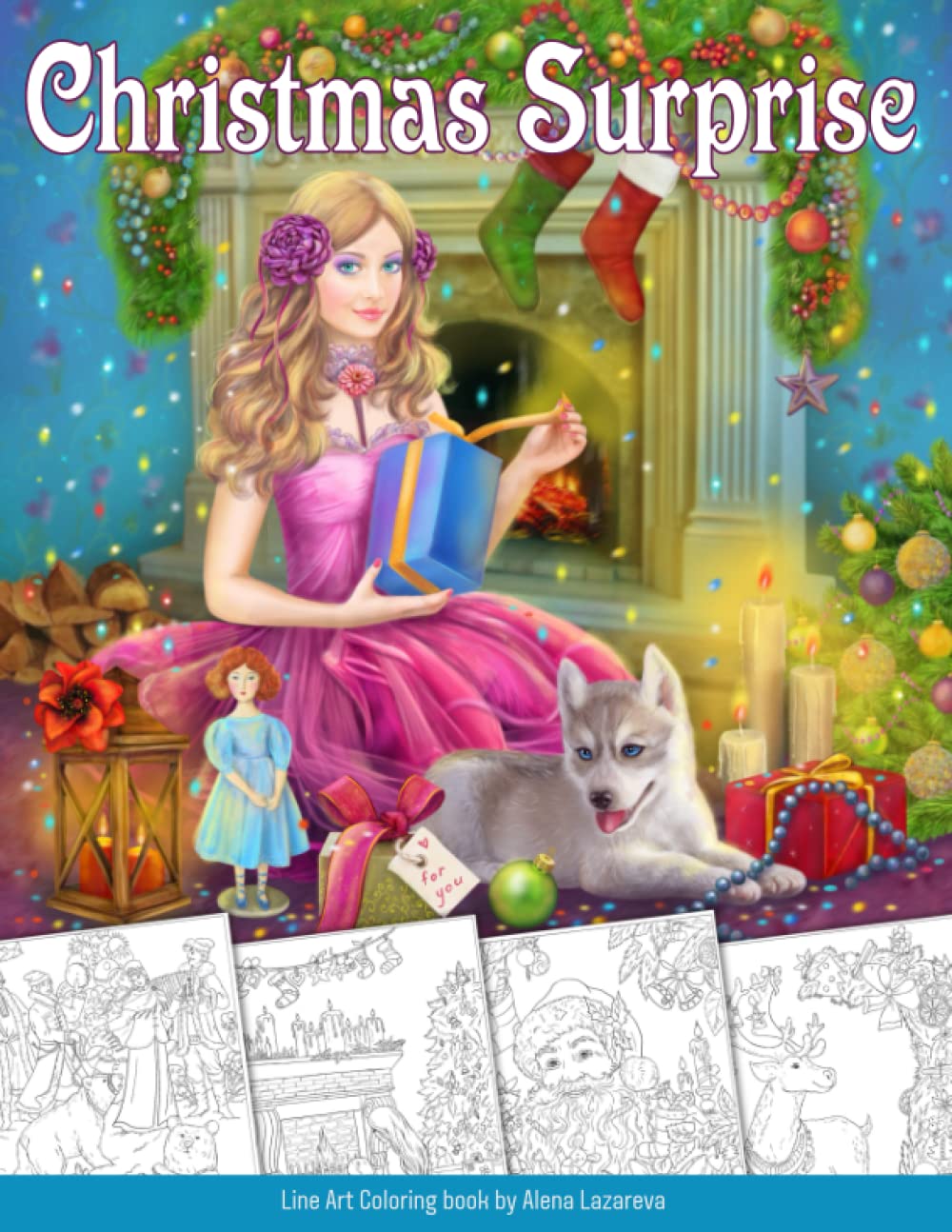 Christmas Surprise Coloring Book. Grayscale & Line art: Coloring Book for Adults (Christmas Coloring books, Band 2) Manga