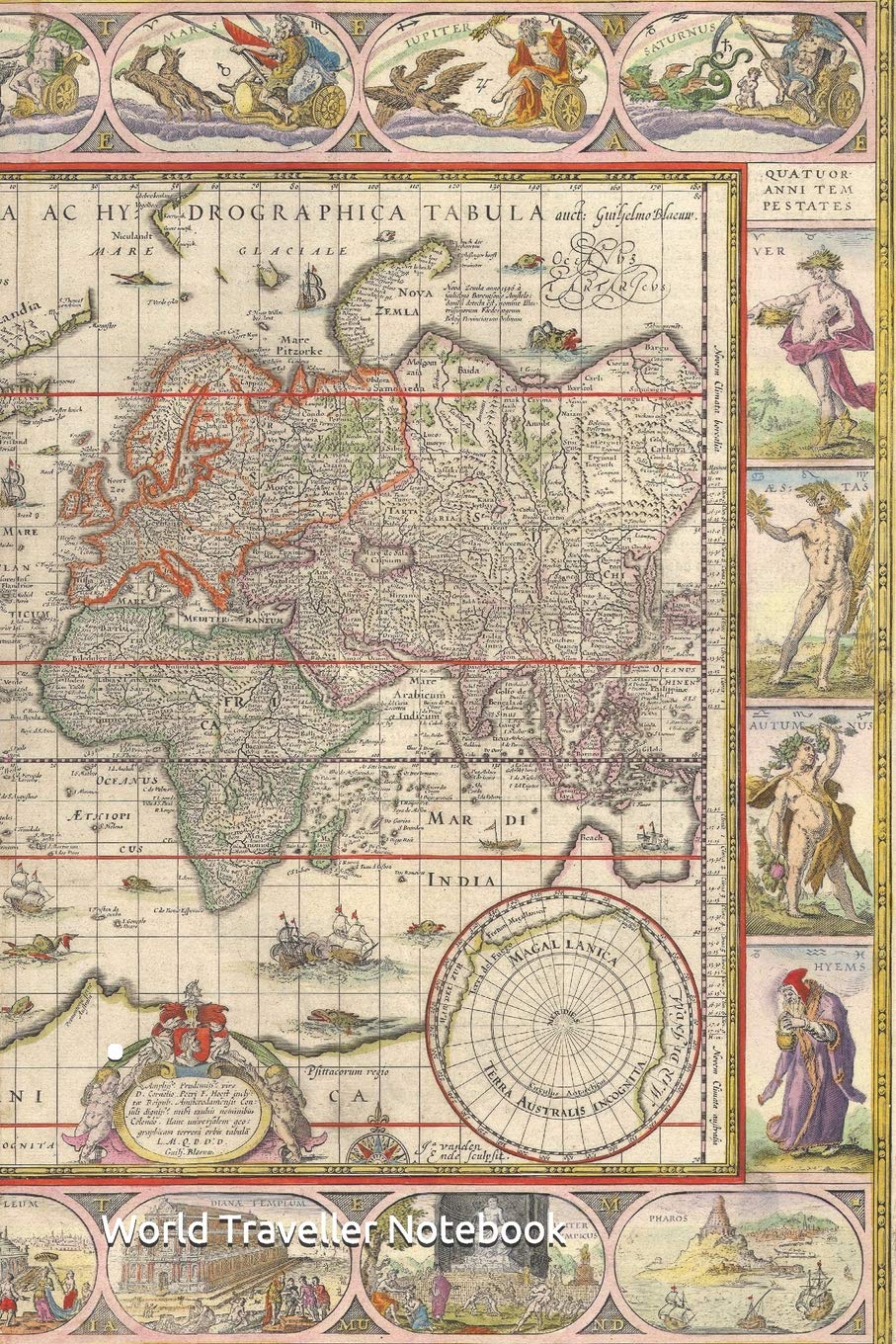 World Traveller Notebook: Explore the World with the Old World Map Composition Notebook. Dotted lines, no margins, 120 pages, 6 by 9 inches. Pages with a creative footer to inspire you. Politics & Society