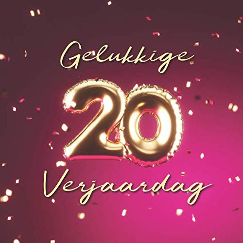 Gelukkige 20e Verjaardag: Gastenboek voor de Verjaardag - Ballonnen Goud-Roze Parents & Children