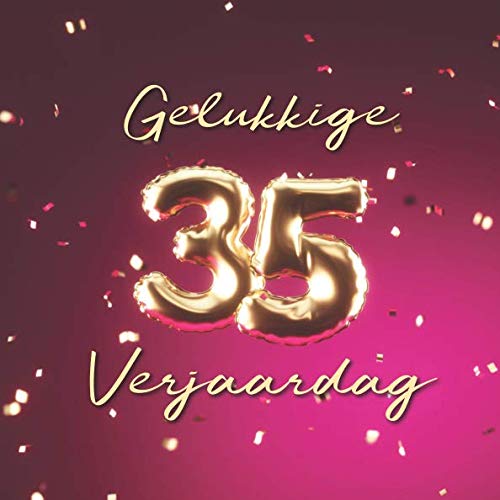 Gelukkige 35e Verjaardag: Gastenboek voor de Verjaardag - Ballonnen Goud-Roze Partnership & Love