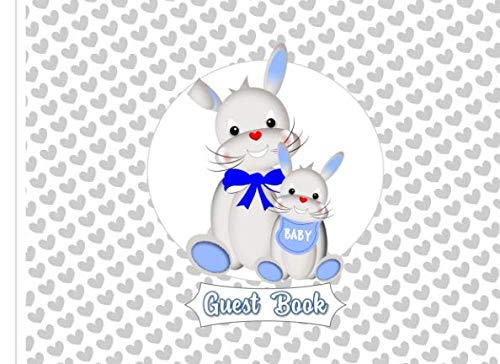 Guest Book: Mother And Baby Blue Bunny Rabbits Parents & Children