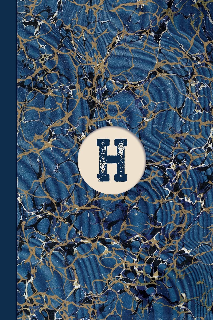 Monogram H Marble Notebook (Blue Ginger Edition): Blank Lined Marble Journal for Names Starting with Initial Letter H Media & Communication