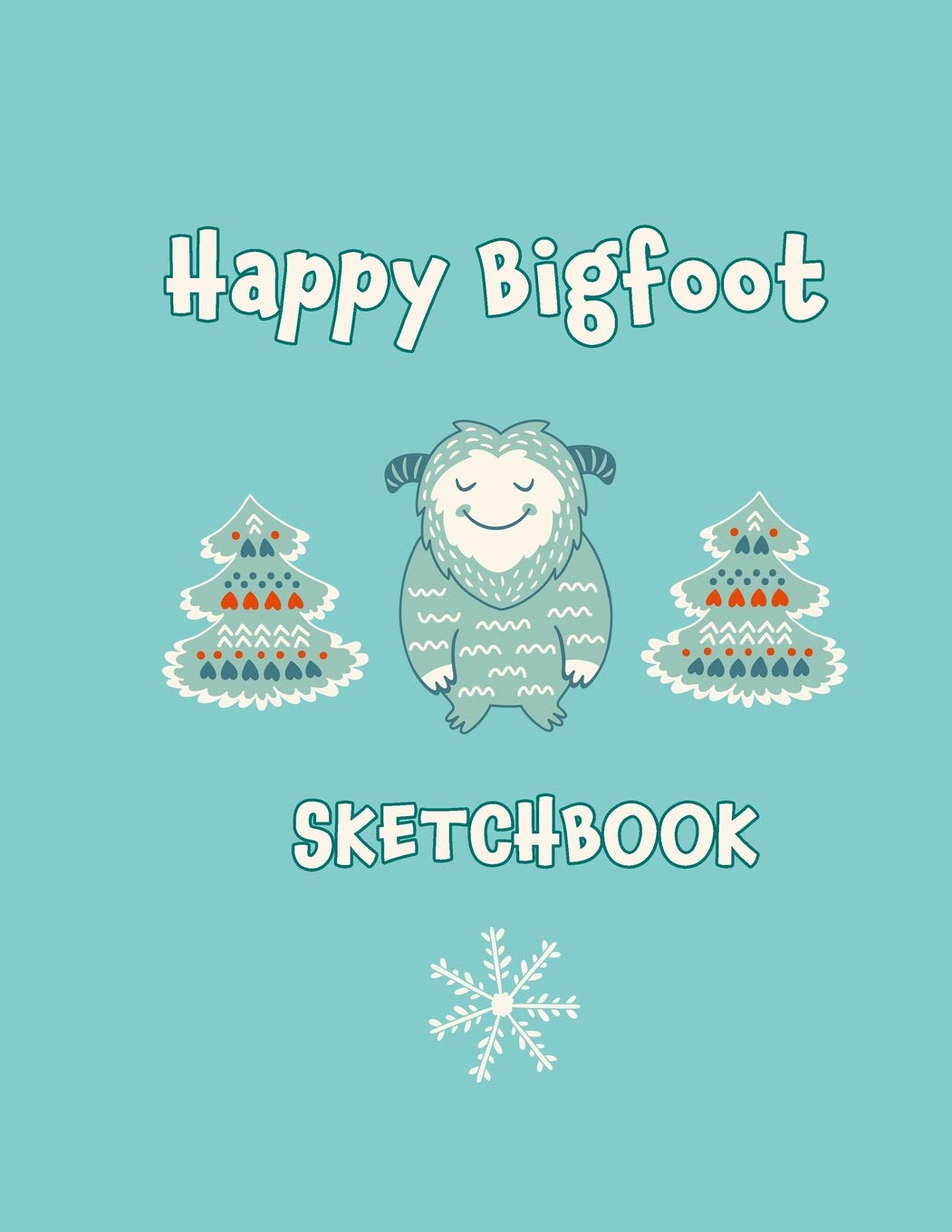 Happy Bigfoot Sketchbook: A Cute 8.5" x 11" Large Blank Sketchbook Journal with Cute Bigfoot, Santa, Snowman, and Animal Pattern Social Sciences